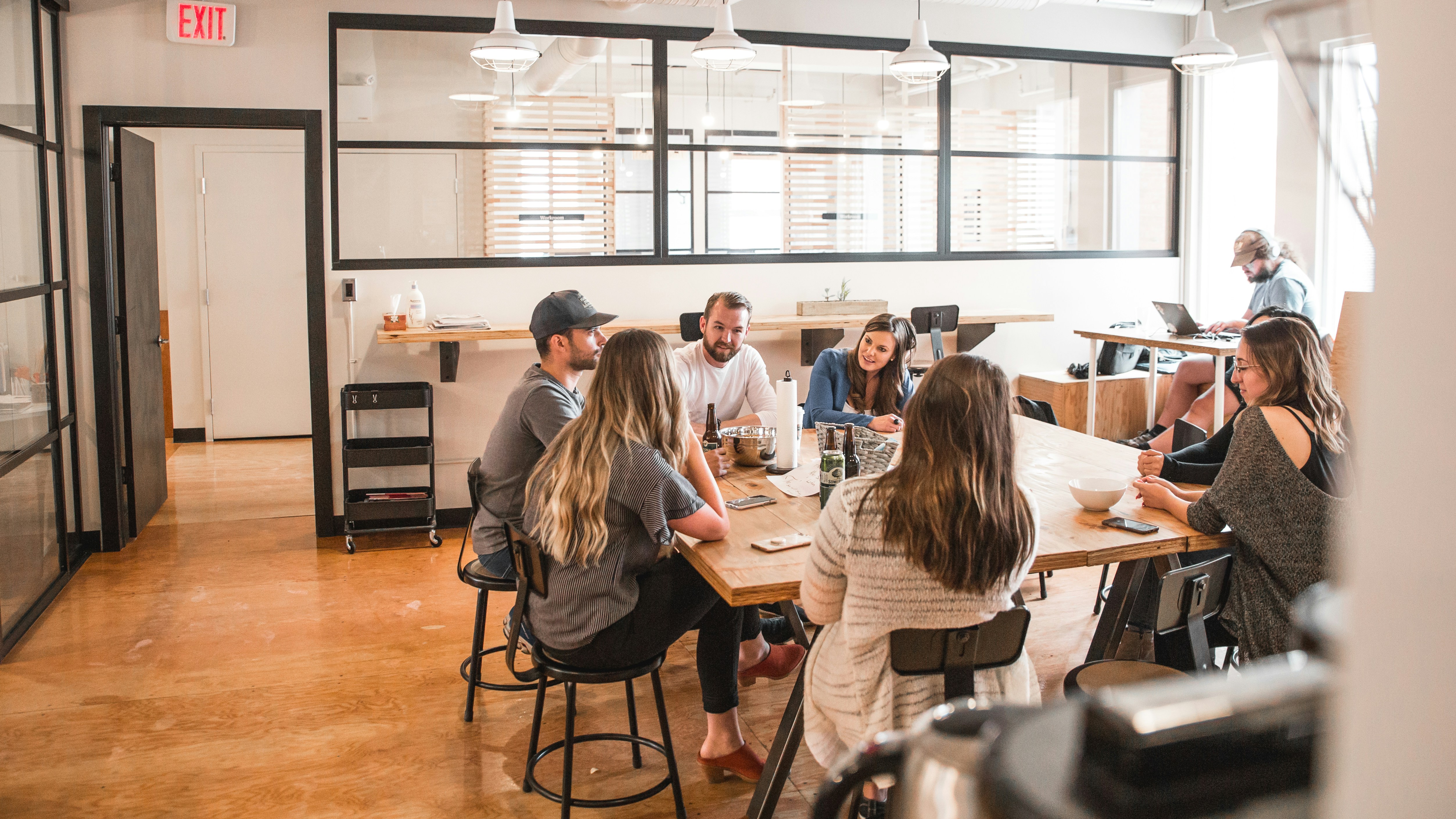 people talking and collaborating