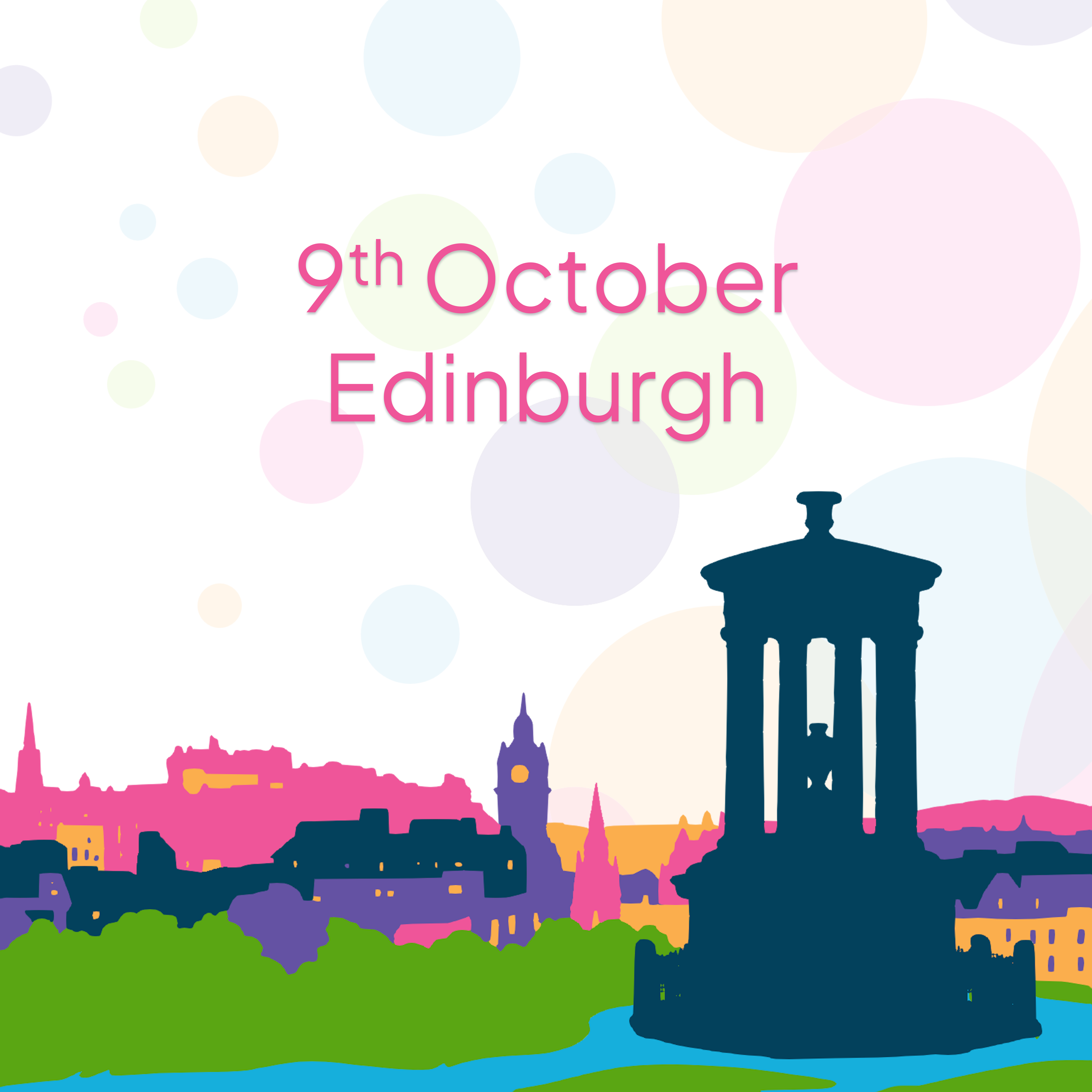 Edinburgh Skyline colourful with ECR workshop date