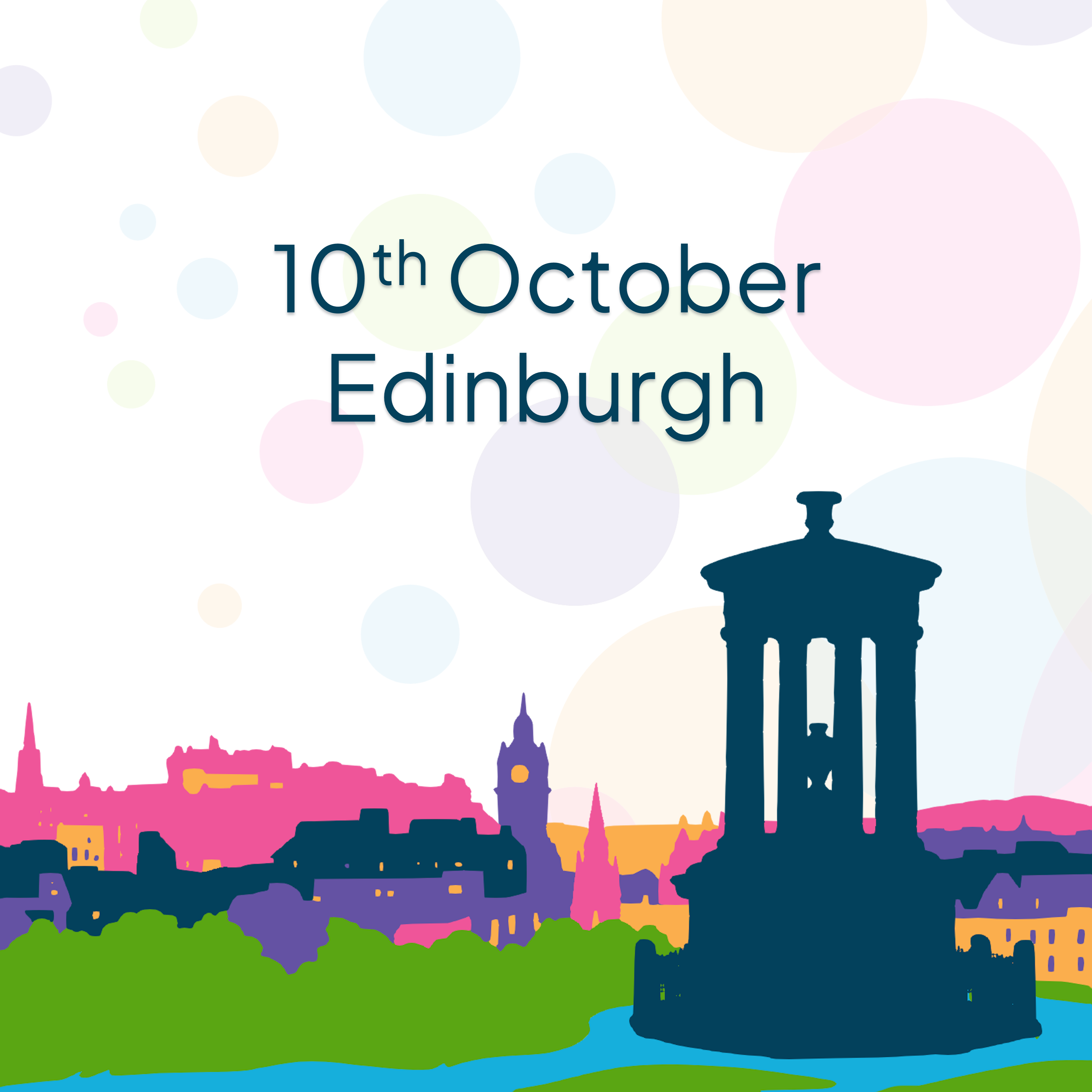 Edinburgh Skyline colourful with date