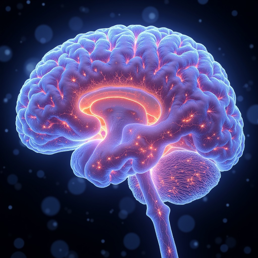 brain glowing digital image