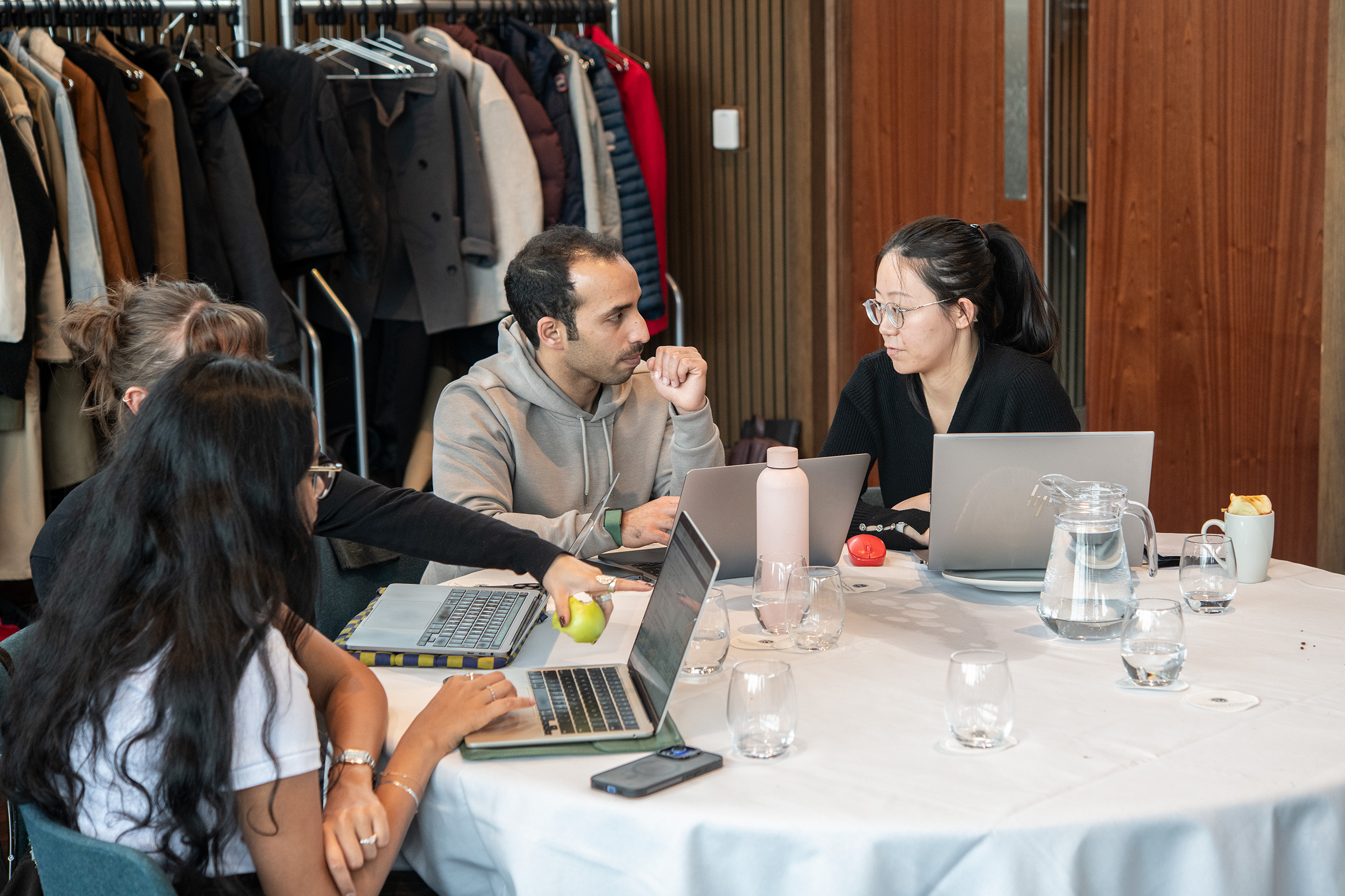 researchers talking