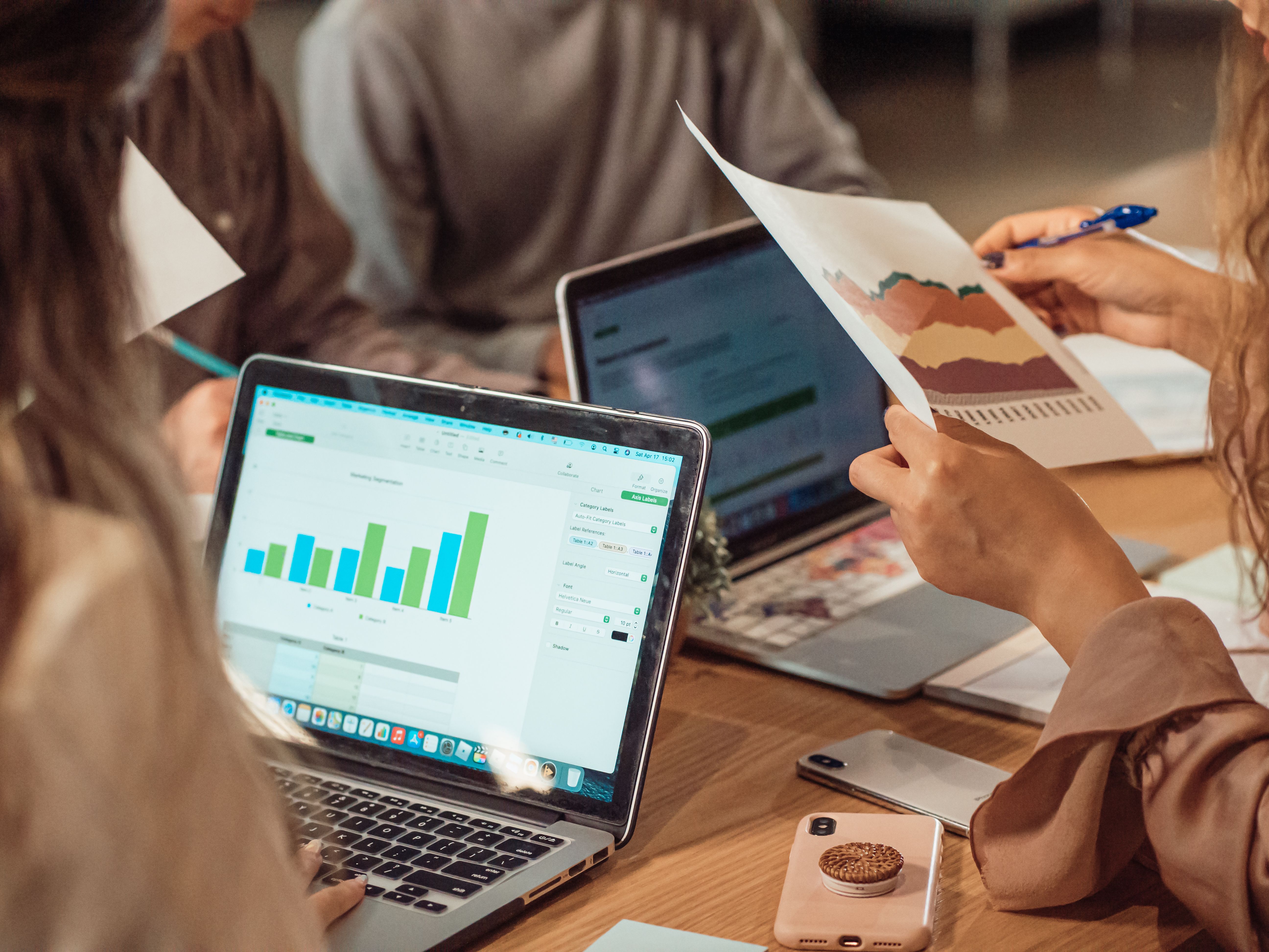 computers and papers with data
